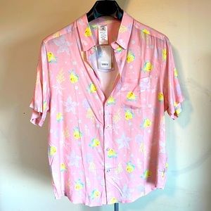 Disney Parks The Little Mermaid Flounder Camp Shirt Button Down | M | New